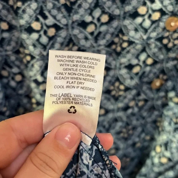 NWT Lucky Brand Navy Patterned Dress Tie Waist - Picture 8 of 9